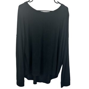 Free Press Oversized Black Long Sleeve Sweater High Low Bottom Size L